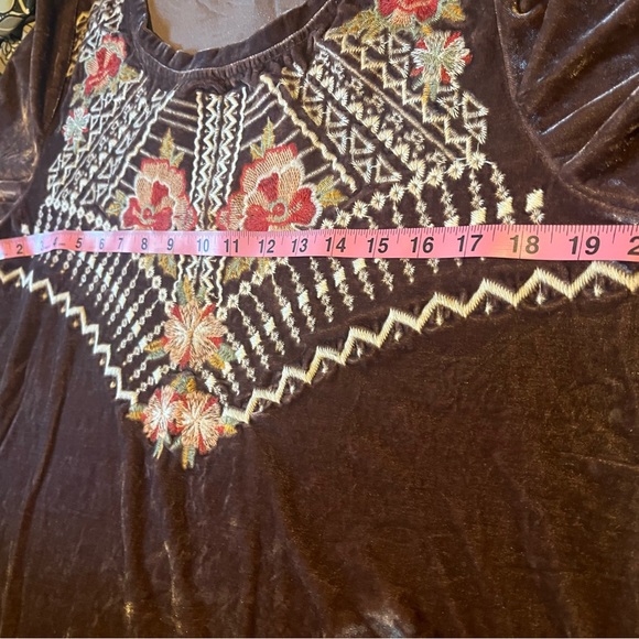 🌸Boho JODIFL LA Velvet Embroidered Top/SzL - Picture 3 of 3